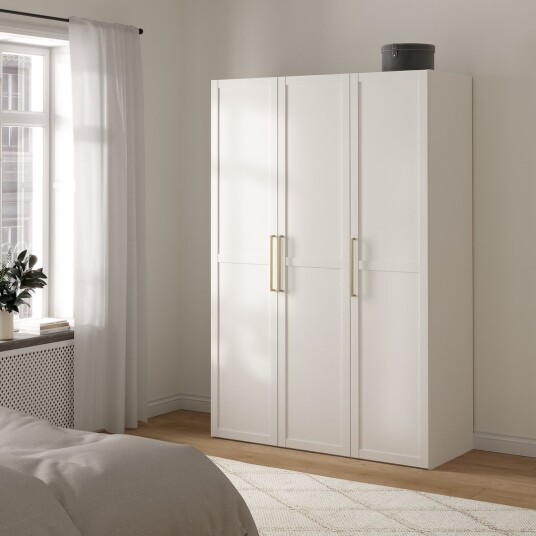 LIND NEST GARDEROBESKAP 150X220X60CM HVIT MED RAMME