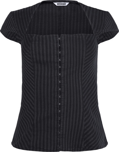 Weekday Short Sleeved Squareneck Cotton Top Black 44