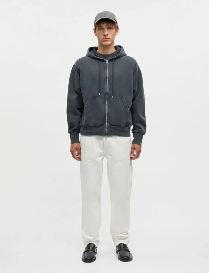 Mads Nørgaard Compact Cotton Zip Hoody Grey S