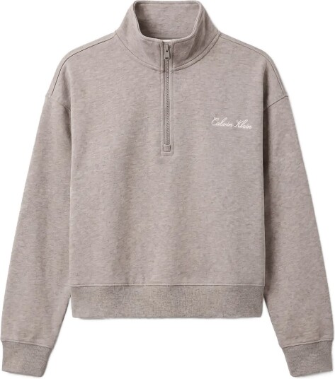 Calvin Klein Heavy Jersey 1/4 Zip Top Graphi Grey XS