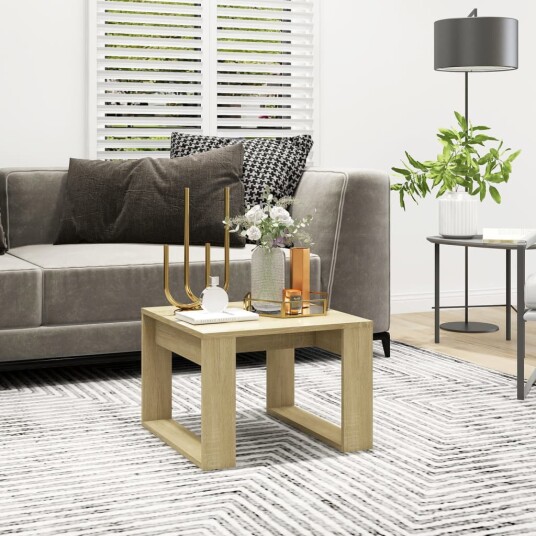 vidaXL Sidebord sonoma eik 50x50x35 cm sponplate
