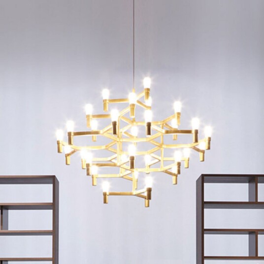 Crown Major hengelampe 30 flg. gulllakkert   Nemo Nemo Lighting   Stue   Moderne   Metall   Med flere lyskilder