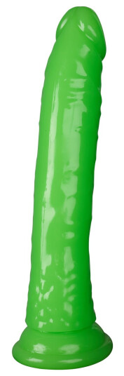 Realrock Glow in the Dark Slim Dildo med Sugekopp 20 cm - Grønn - Grønn