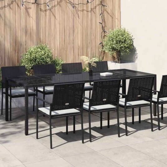 Hage spisebord svart 250x100x75 cm polyrotting Hage spisebord svart 250x100x75 cm polyrotting
