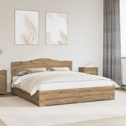 Sengestamme med skuff Artisan Eik 180 x 200 cm Konstruert tre