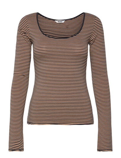 Monki Long Sleeved Slim Fit Scoop Neck Top   Multi/patterned   XL