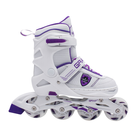 Graf Adjustable Inline Skate JR-22/23, inlineskøyte junior L 37-41 White/Purple Graf Adjustable Inline Skate JR-22/23, inlineskøyte junior L 37-41 White/Purple