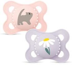 MAM Original Naturgummi Smokk Rosa/Lilla 0 6 mnd.   2 stk.