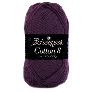 Scheepjes Cotton 8 Garn Unicolor 661 Mørk Lilla Scheepjes Cotton 8 Garn Unicolor 661 Mørk Lilla