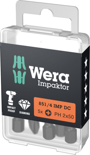 Wera 851/4 Imp Dc Ph Diy, 5 Stykker, Philips, Ph 2, 50 Mm, 50 Mm, 17 Mm