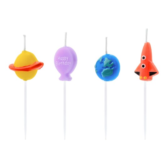 PartyDeco Bursdagslys Verdensrommet - 4-pakning