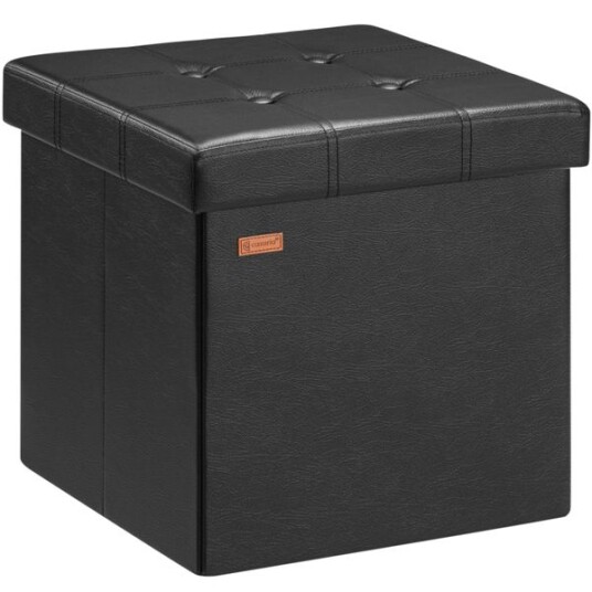Puff/krakk med oppbevaringsplass 38x38x38 cm - sort