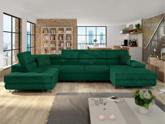 Reginia Sovesofa Med Divan Og Sjeselong 4 Seter   Grønn