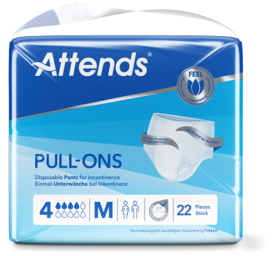 Attends Pull-Ons 4 buksebleie, Medium, 22 stk.