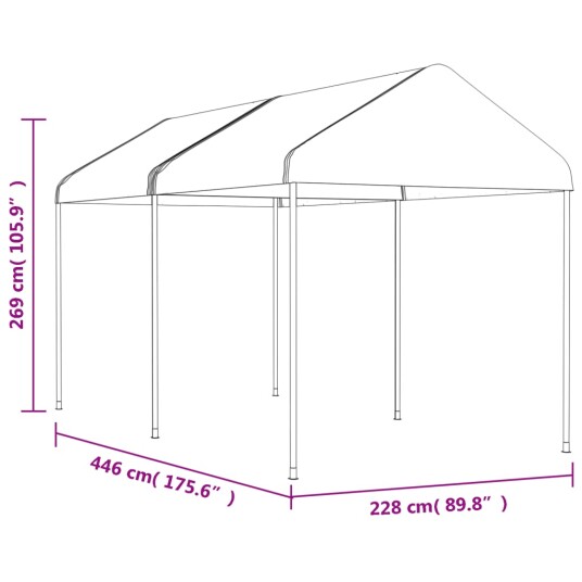 vidaXL Paviljong med tak hvit 4,46x2,28x2,69 m polyetylen vidaXL Paviljong med tak hvit 4,46x2,28x2,69 m polyetylen