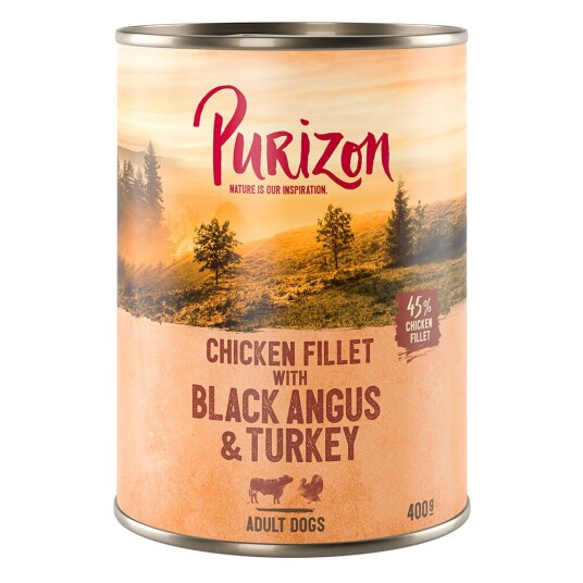 Purizon Adult 12 X 400 G Kornfri Black-Angus & Kalkun Med Søtpotet Og Tranebær
