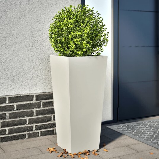 Plantekasser hvit 2 stk 35x35x75 cm stål
