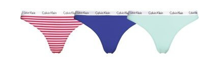 Calvin Klein Truser 3P Carousel Thongs Bl?/Gr?nn bomull Large Dame Calvin Klein Truser 3P Carousel Thongs Bl?/Gr?nn bomull Large Dame