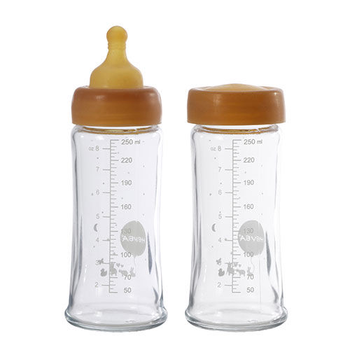 Hevea Sutteflaske Glas Wide Neck 2pak  1 Pakker