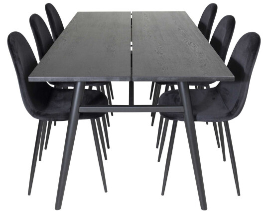 Venture Design Sleek & Polar spisegruppe Svart/svart 6 st stoler & bord 195 x 95 cm