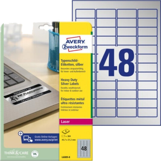 Avery Zweckform - labels - matte - 384 label(s) - 45.7 x 21.2 mm