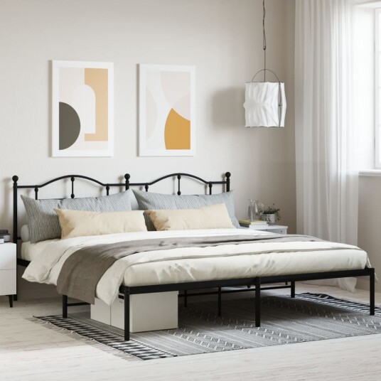 vidaXL Sengeramme i metall med sengegavl svart 200x200 cm vidaXL Sengeramme i metall med sengegavl svart 200x200 cm