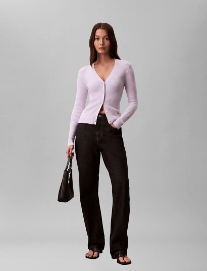 Calvin Klein Hs Varigated Rib Nano Logo Cneck   Black   M