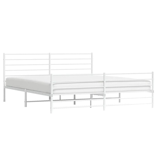 vidaXL Sengeramme i metall med hode- og fotgavl hvit 180x200 cm