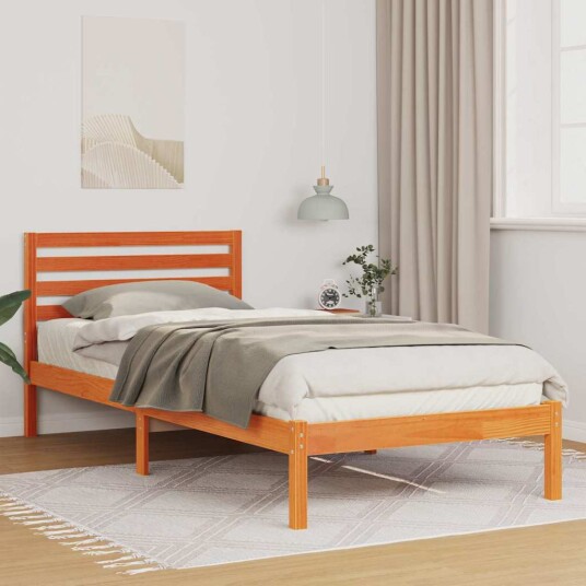  Sengestamme med hodegjerde Voksbrun 80 x 220 cm Heltre furu