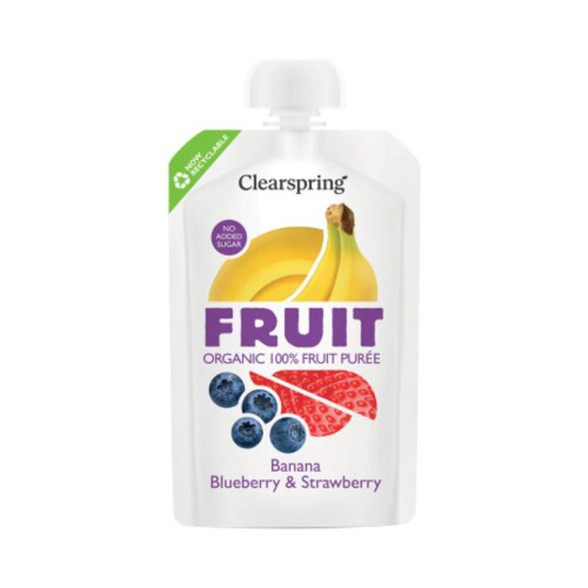 ClearSpring fruktpuré banan blåbær jordbær økologisk 100 g