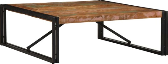 Salongbord flerfarget 100x100x35 cm gjenvunnet heltre