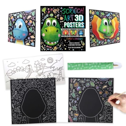 Scratch Art 3D Posters: TRex & Friends