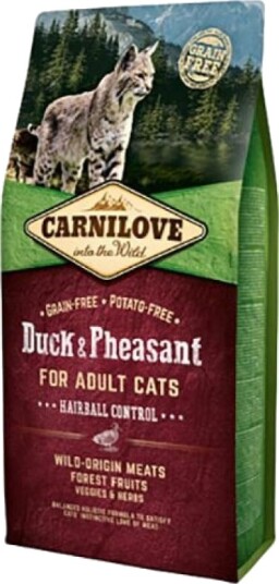 Carnilove Kattemat 6 kg Duck & Pheasant Hårballkontroll Tørrfôr Kornfritt