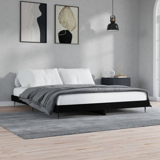 vidaXL Sengeramme svart 160x200 cm konstruert tre