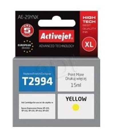 ActiveJet Supreme AE-29YNX - XL - yellow - ink cartridge (alternative for: Epson T2994) - Blekkpatron Yellow ActiveJet Supreme AE-29YNX - XL - yellow - ink cartridge (alternative for: Epson T2994) - Blekkpatron Yellow