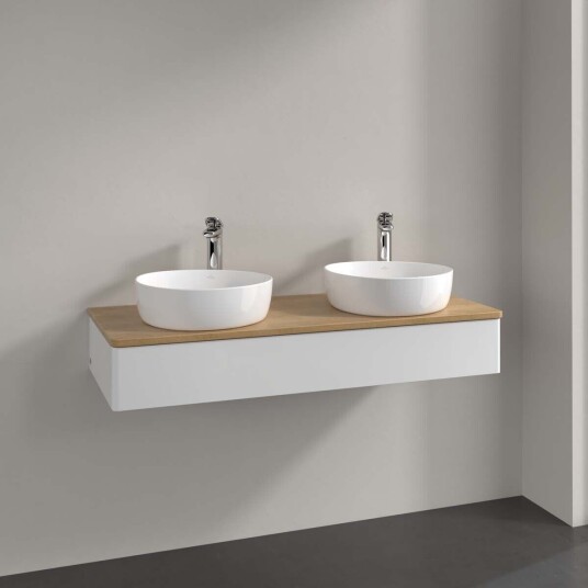 Villeroy & Boch Antao Servantskap med 1 skuff 120x50x19 cm m/lys Hvit Blank/Eik Villeroy & Boch Antao Servantskap med 1 skuff 120x50x19 cm m/lys Hvit Blank/Eik