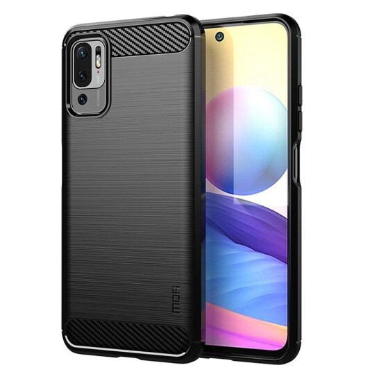 Mofi Xiaomi Redmi Note 10 5G Mofi Brushed Carbon Fiber Fleksibelt Plast Deksel - Svart