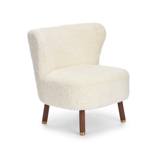 Natures Collection Emil Lounge Chair Korthåret Hvit Valnøtt m. messing