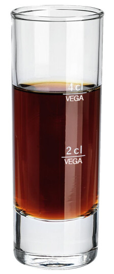 VEGA Shotglass Lia; 8cl, 4x10.5 cm (ØxH); Transparent; 2 cl & 4 cl målestrek, 12 Stykk / Forpakning