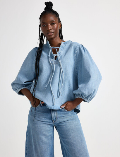 Lindex Blouse Jossan - Blue - XS