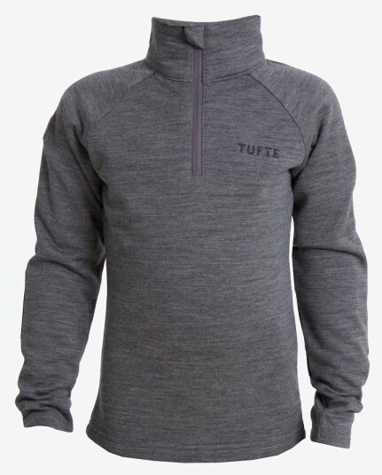 Tufte Wear Kids Wool Fleece Half Zip Dark Grey Melange / Blueberry 134 140 Tufte Wear Kids Wool Fleece Half Zip Dark Grey Melange / Blueberry 134 140