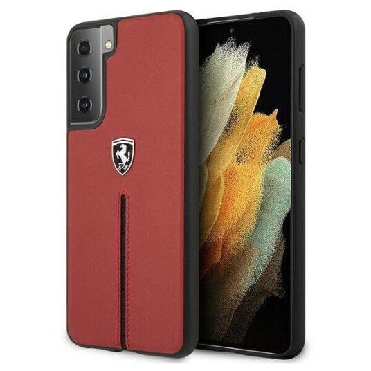 Ferrari Hardcase Off Track for S21+ G996 i Rød med Skinn og Nylonstripe