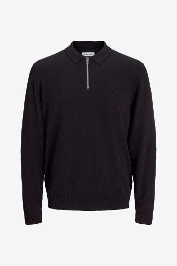 Jack & Jones Genser jjeEmil Knit Polo Half Zip LS Noos Svart Jack & Jones Genser jjeEmil Knit Polo Half Zip LS Noos Svart