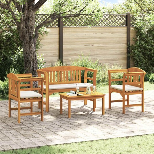 vidaXL Hage Rose Loungew Set med pute 4 pcs Solid akasietre