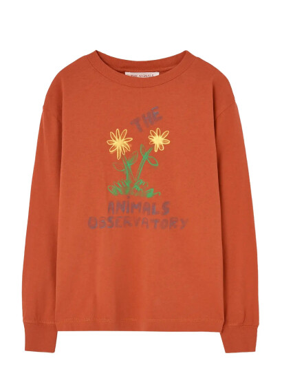 THE ANIMALS OBSERVATORY Flowers Red Dof Lonf Sleeve T-Shirt - Orange - 10 Y