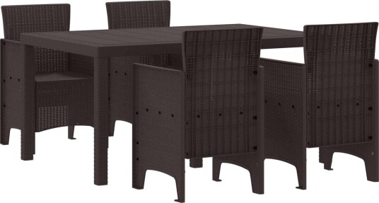 5 delt hage spisestue brun poly rattan