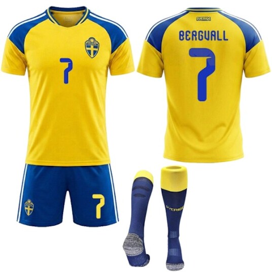 Fotballtrøye for barn og voksne til VM 2026 Sverige Hjemmedrakt Nr.7 Bergvall ..