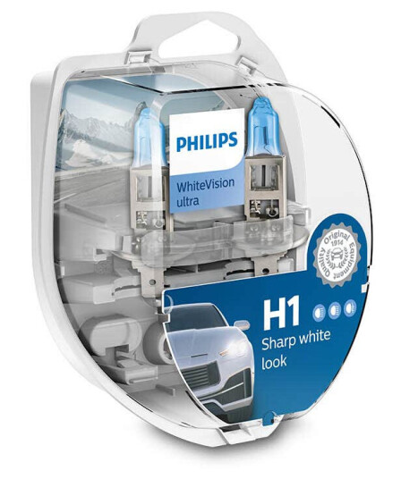 Philips H1 Whitevision Ultra Halogen Pæresett