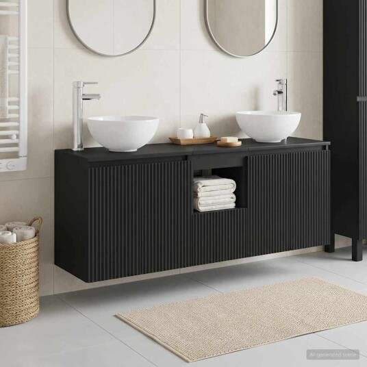 vidaXL Baderomsskapsett 3 stk. Svart 49,5 x 41 x 64,5 cm