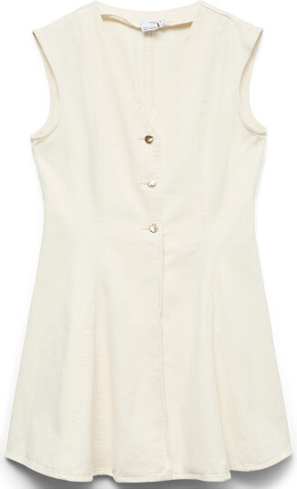 Vero Moda Vmmalle Sl Short Ecru Denim Dress   Cream   L